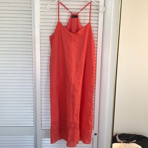 Coral linen dress